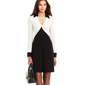 COPY - NWT Diane Von Furstenberg DVF Twist Look 2 Wool Dress Black White Size 4